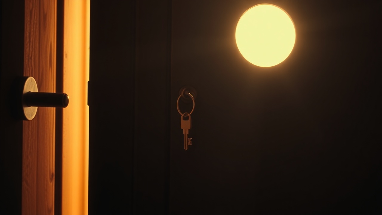 Свет сквозь замочную скважину в двери